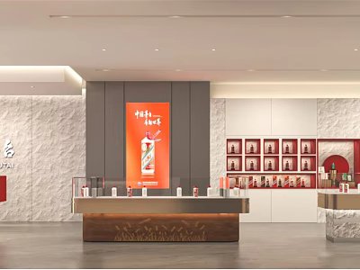 Liquor and Tobacco Store Interior With Display Counter And Wall Decorative Products 3d model