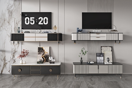 New Chinese Style Modern TV Cabinet Floor Cabinet Side Cabinet 3d model