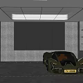 Olive Green Sports Car With Sleek Design In Modern Interior Space And Unique Wheels
