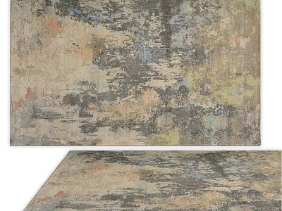 Abstract Pattern Square Carpet With Gray Beige Pink Green Tones For Living Room 3d model