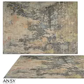 Abstract Pattern Square Carpet With Gray Beige Pink Green Tones For Living Room