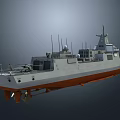 Modern Warship Exterior With Gray And Orange Hull And Number 101 On Deck