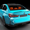 Stylish Blue Sporty Car With Black Roof Orange Interior And Modern Design