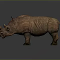 Lifelike Rhinoceros Figure With Rough Skin Two Horns And Reflection On Surface