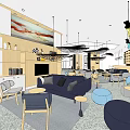 Modern Clubhouse Interior With Pendant Lights Tables Chairs And Bar Counter