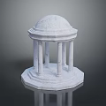 White Stone Pavilion Architectural Model With Dome Columns And Octagonal Base