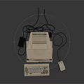 Vintage Beige Retro Computer With Green Screen Monitor Desktop Tower Keyboard And Mouse