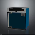 Modern Blue Storage Cabinet Furniture With Metal Trim And Label