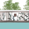 Landscape Feature Wall With Intricate Patterns Wooden Frame And Water Reflection 3d model