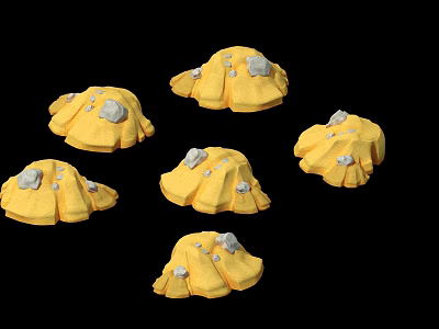 Yellow Decorative Items With White Accents And Textured Edges Set Of Six 3d model