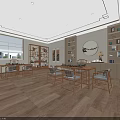 Modern Conference Room Interior With Wooden Flooring Large Table Chairs Sofa And Green Plants