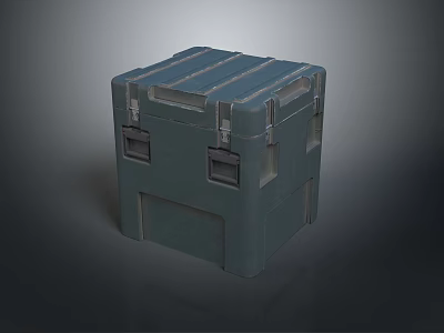 Green Hard Shell Crate With Striped Design And Metal Latches For Storage 3d model