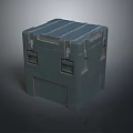 Green Hard Shell Crate With Striped Design And Metal Latches For Storage