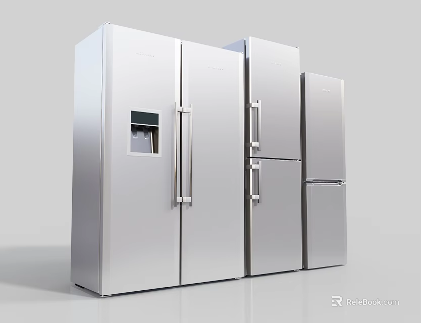 Stainless Steel Refrigerators And Freezers With Modern Design And Various Sizes 3d model 