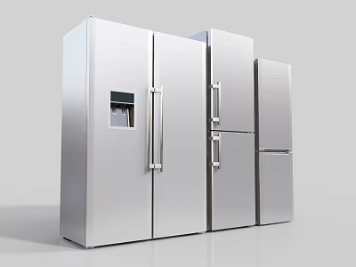 Stainless Steel Refrigerators And Freezers With Modern Design And Various Sizes 3d model