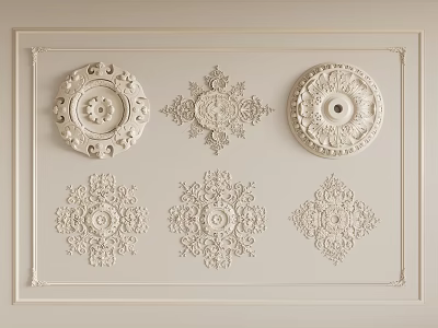 Elegant Intricate White Decorative Carvings for Wall and Ceiling Ornament Design 3d model