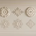 Gypsum lamp panel carved lamp panel chandelier base round lamp panel gypsum component 3d model