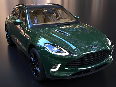 Luxury Green Aston Martin SUV with Glossy Exterior Sleek Design and Black Wheels 3d model