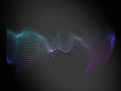 Abstract Wavy Lines With Dot Composed Blue Green Purple Hues On Dark Background 3d model