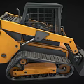 Tracked Skid Steer Loader With Yellow Body Black Bucket And Protective Cage