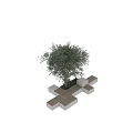 Modern Landscape Seating Design With Square Pavers Tree And Greenery