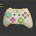 White Xbox Gaming Controller With Blue Thumbsticks And Colored Action Buttons For PC Gaming Accessory