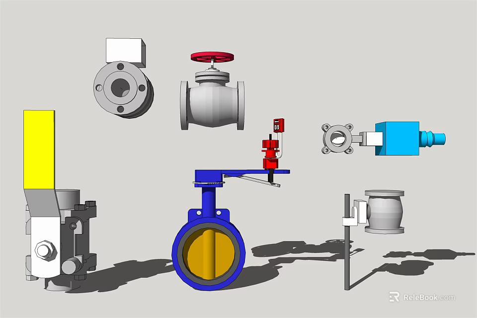 Durable Pipes and Valve Components Including Ball Valve Butterfly Valve and Flange Fittings 3d model 