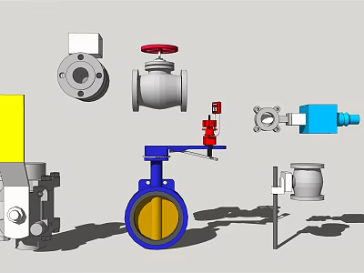 Durable Pipes and Valve Components Including Ball Valve Butterfly Valve and Flange Fittings 3d model