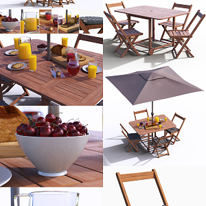 Modern Outdoor Table and Chair Outdoor Leisure Chair Sunshade 3d model