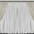 Modern Double Layer Curtains With Beige Outer And White Inner Tied With Ribbons Indoor
