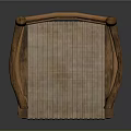 Classic Wooden Armchair With Woven Seat Curved Armrests And Carved Backrest