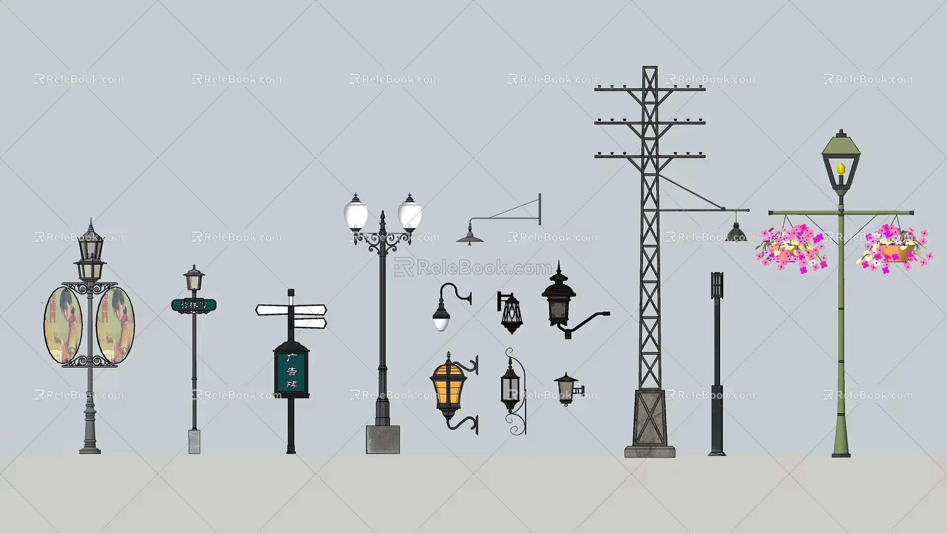 Retro lamp street lamp 3d model