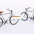Vintage Bicycles With Metal Frame Brown Seat And Black Wheels On White Background