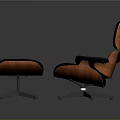 Modern Comfortable Leather Lounge Chair With Matching Ottoman And Wooden Frame