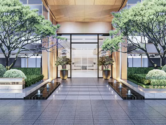 Modern door landscape entry 3d model