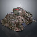 Weathered Military Tank Featuring Turret Cannon Armored Tracks And Texture Details