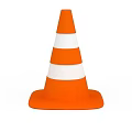 Orange And White Striped Traffic Cone As Essential Road Facility For Construction Area Safety