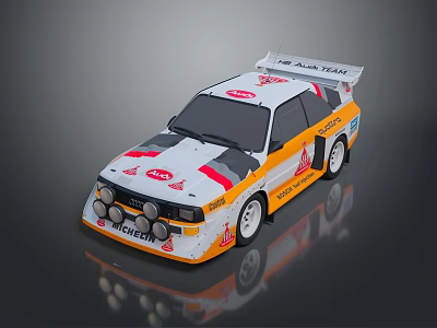Alfa Team Rally Car With White And Orange Body And Sponsor Logos 3d model