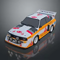 Alfa Team Rally Car With White And Orange Body And Sponsor Logos