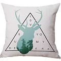 Decorative Pillow Featuring Deer Head Silhouette Triangle Pattern Letters And Green Tree Design 3d model