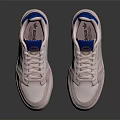White Casual Sneakers With Blue Brand Logo And Light Pink Soles For Daily Wear