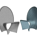 Modern Woven Gray And Blue Lounge Chairs With Unique Curved Design 3d model
