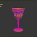 Elegant Golden Goblet With Red And Green Decorative Elements For Daily Use