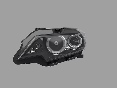 Modern Car Headlight With LED Lamps Transparent Cover And Black Frame 3d model