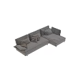 Modern Light Gray Fabric Sectional Sofa With Multiple Brown And Light Gray Cushions 3d model