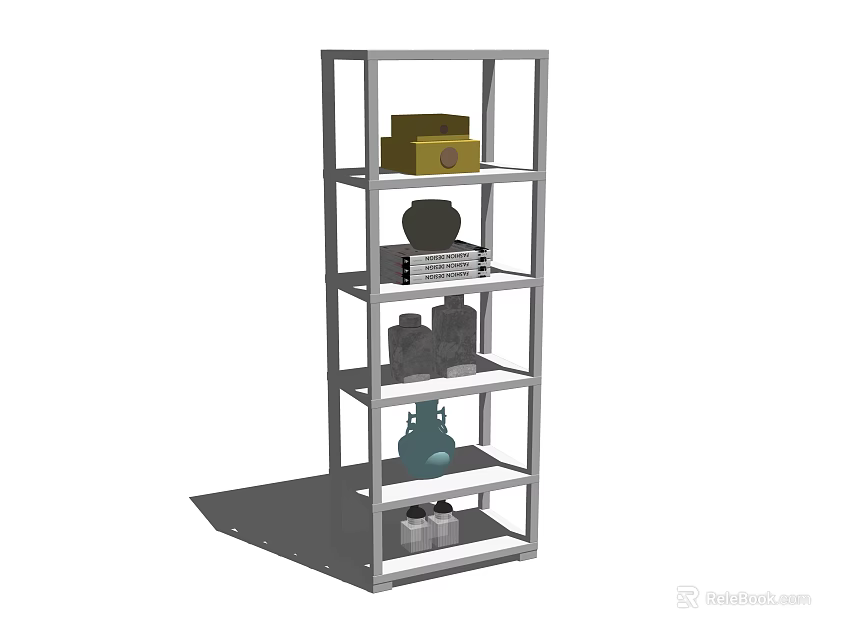 Open Metal Storage Shelving Unit With Multiple Tiers For Organizing Storage Items 3d model