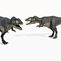 Two Large Reptile Dinosaurs Facing Each Other With Open Mouths 3d model