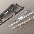 Modern Ceiling Mounted Hanger Rack with Retractable Design and LED Light in Black and Silver 3d model