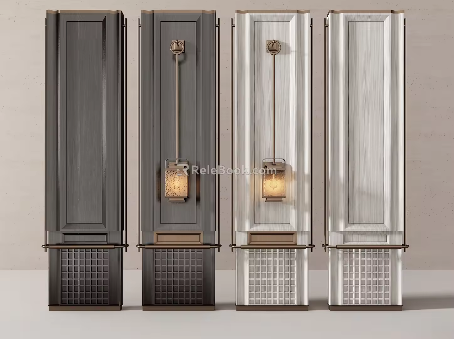 CCD hotel screen partition combination wall lamp 3d model