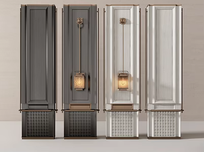 CCD hotel screen partition combination wall lamp 3d model